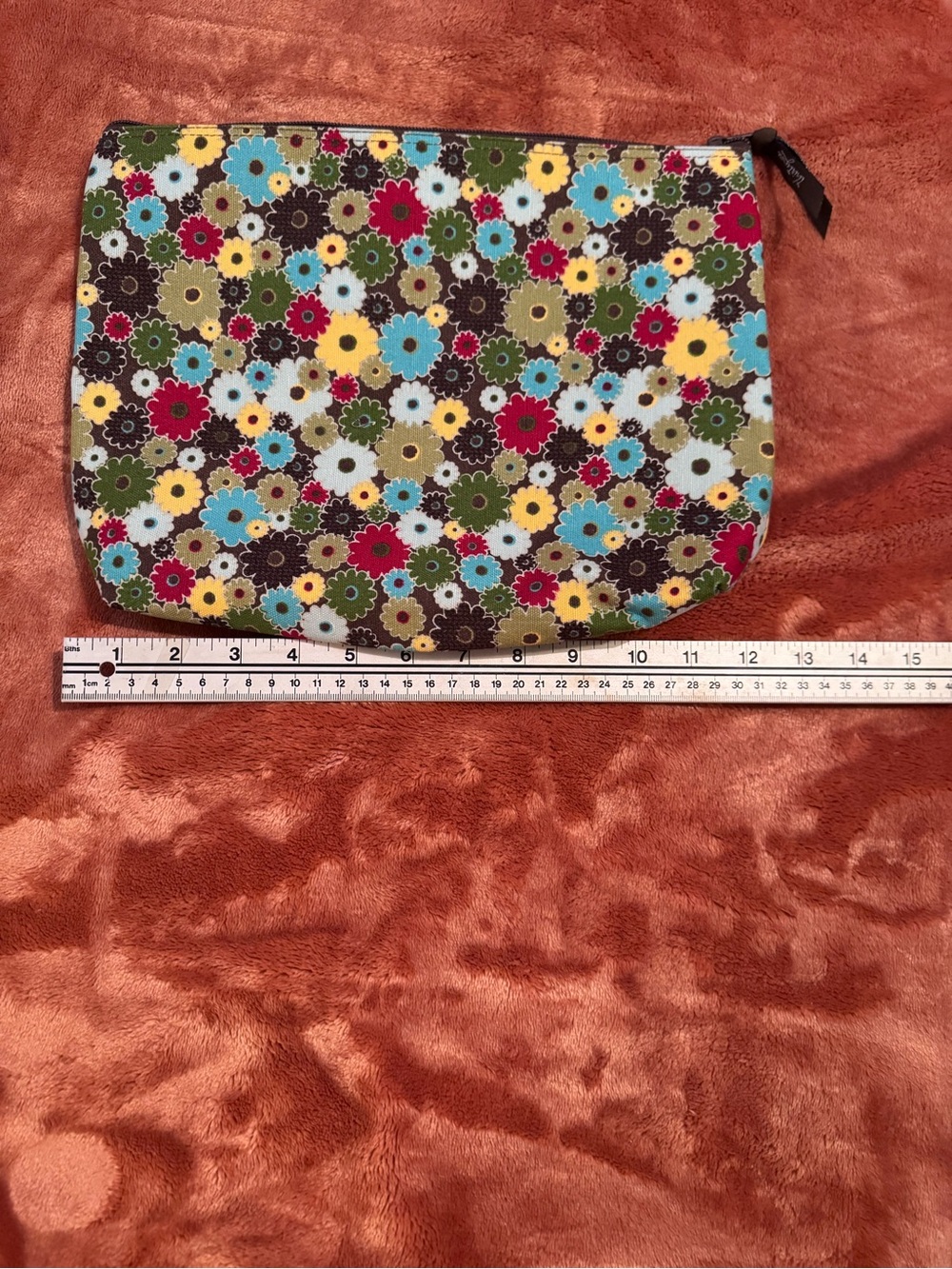 thirty-one Floral Cosmetic Pouch in Blue, Yellow, Red, Green, Brown